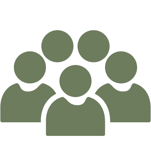 Multiple persone stilizzate su sfondo trasparente.