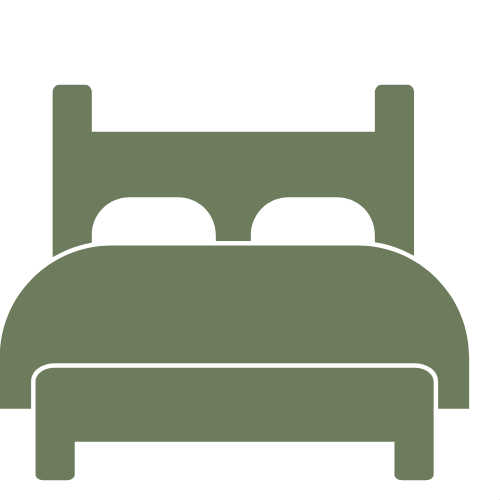 Palazzo Danesi: icona stilizzata di un letto verde su sfondo trasparente.