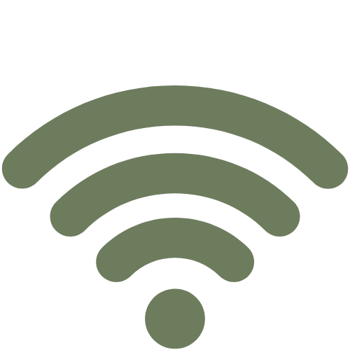 Icona segnale WiFi verde, simbolo connessione internet, su sfondo trasparente.
